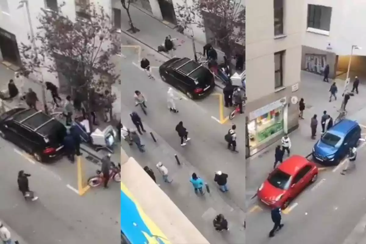 Muntatge amb imatges de vídeo de baralla al carrer