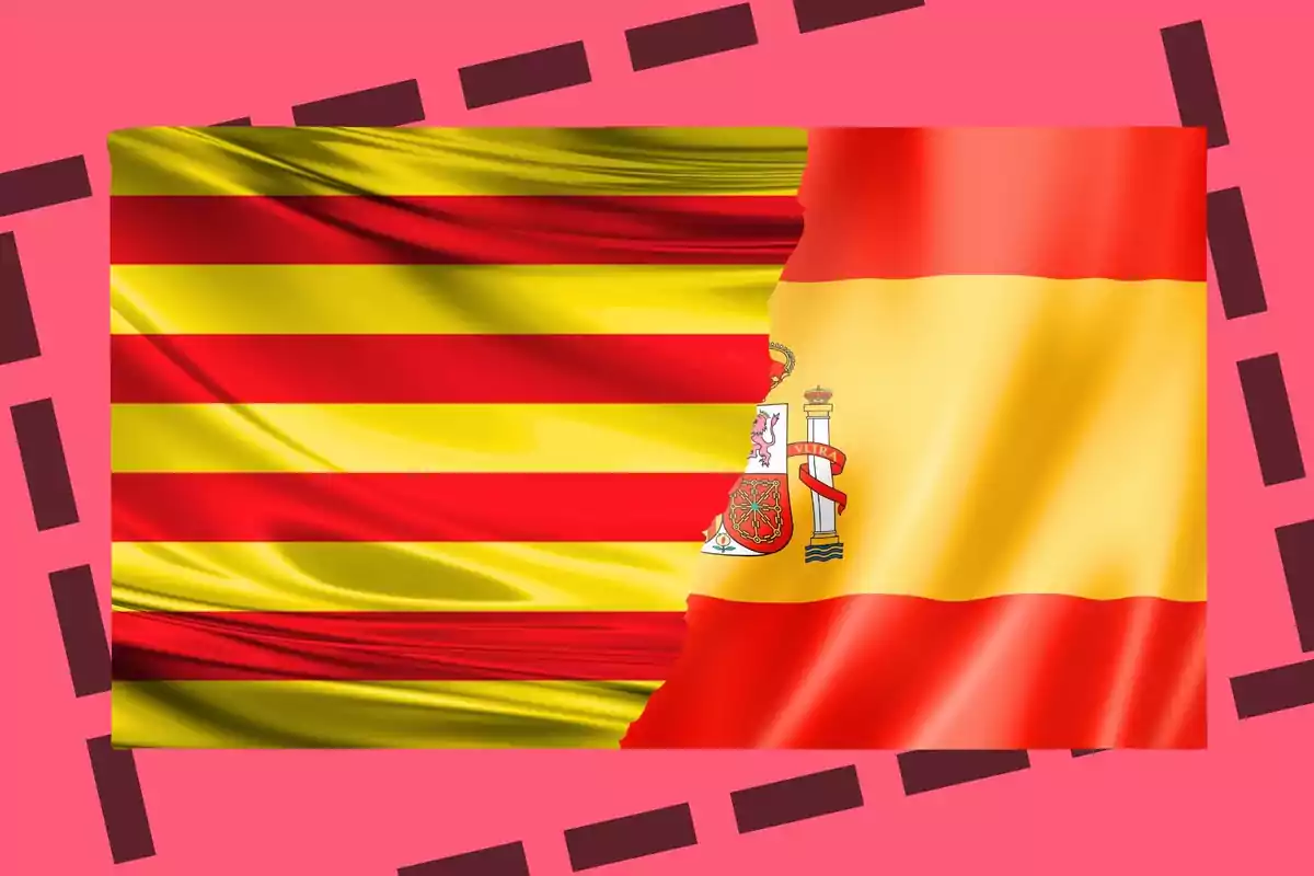 bandera de catalunya al costat de la bandera d'espanya