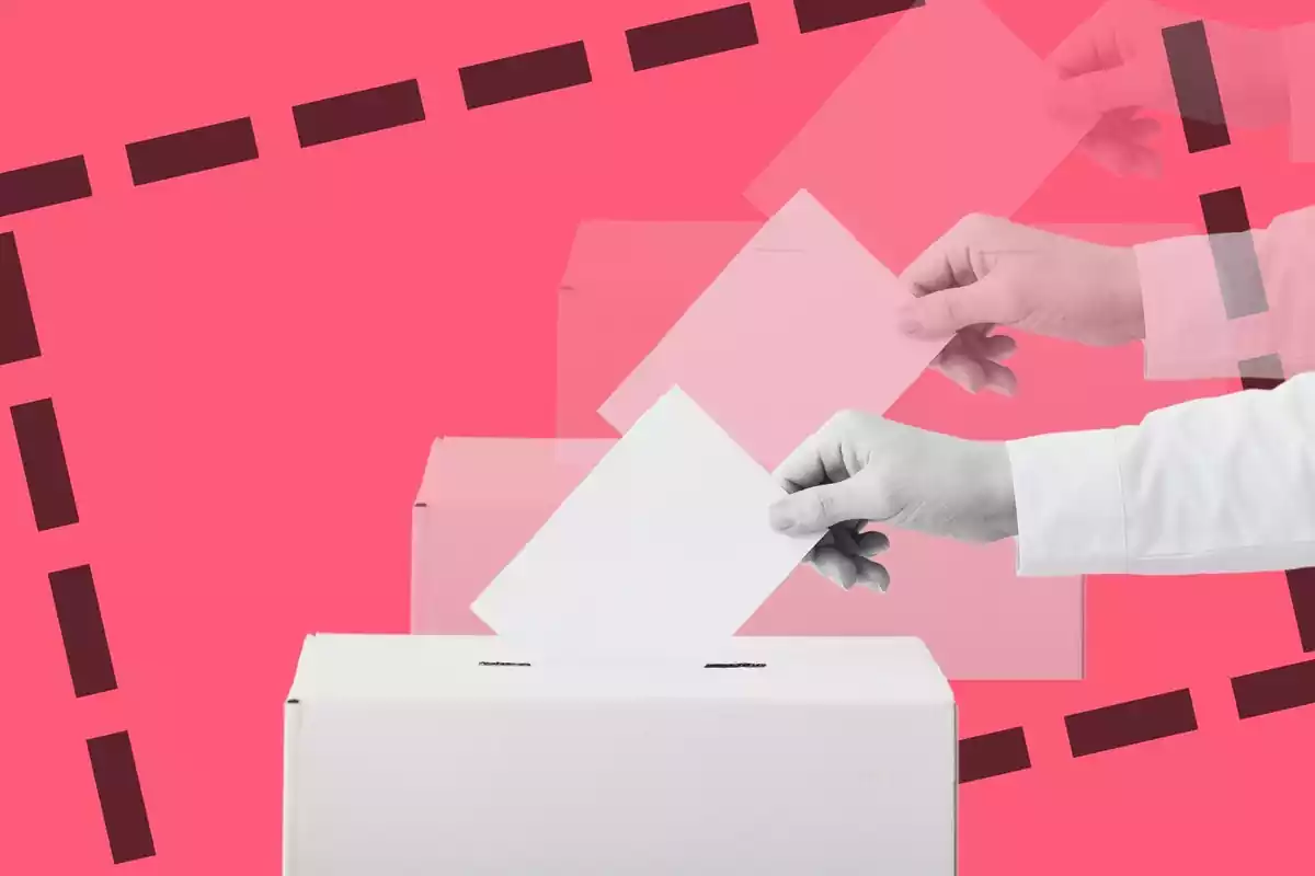 Imatge repetida d'una mà dipositant un vot a l'urna electoral