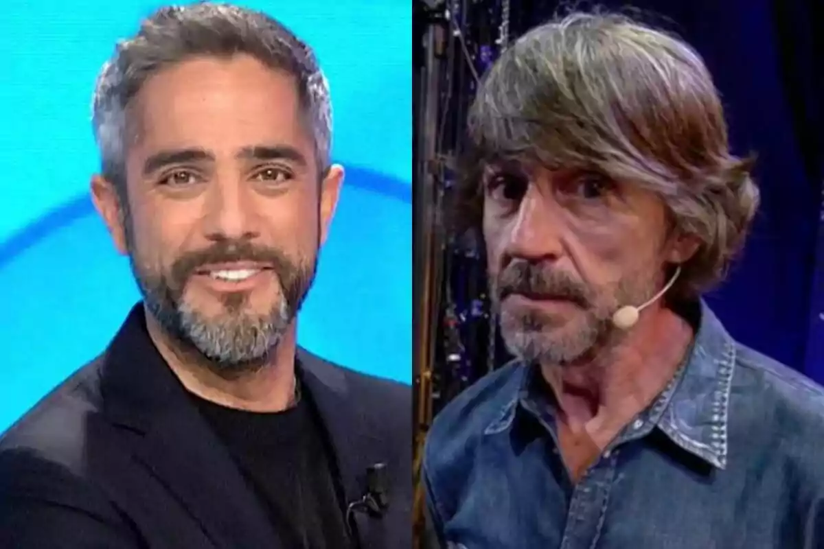 Muntatge de Roberto Leal a Pasapalabra mirant a càmera a l'esquerra amb Santi Millán a Got Talent a la dreta