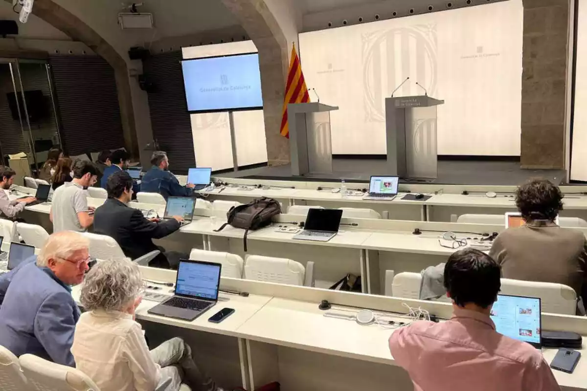 Imatge de la sala de premsa de la Generalitat de Catalunya