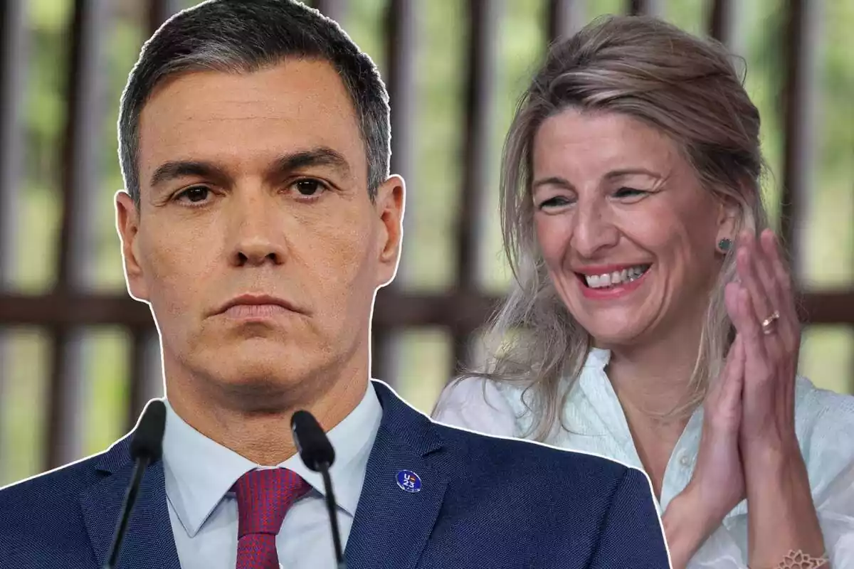 Imatge de Pedro Sánchez amb Yolanda Díaz en un muntatge