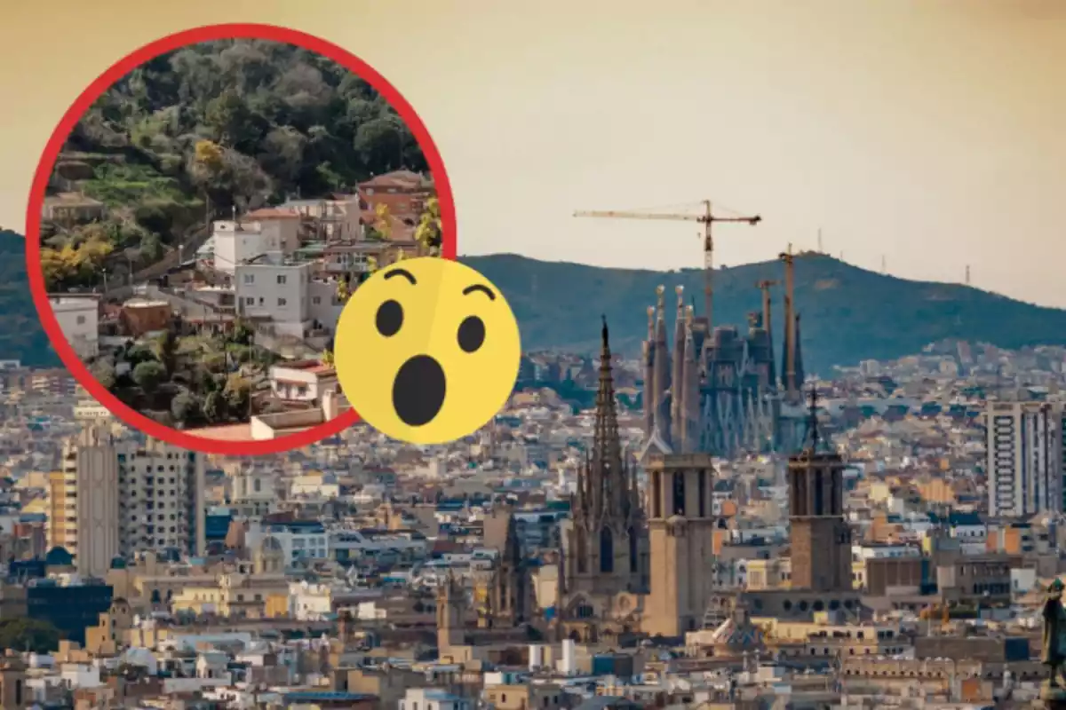 Barcelona i en un cercle el Barri de Sant Genís amb un emoji sorprès
