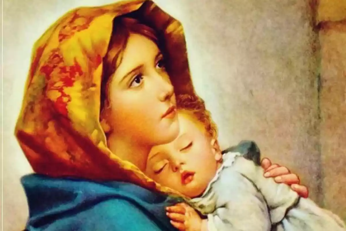 Santa Maria amb el nen als braços a color
