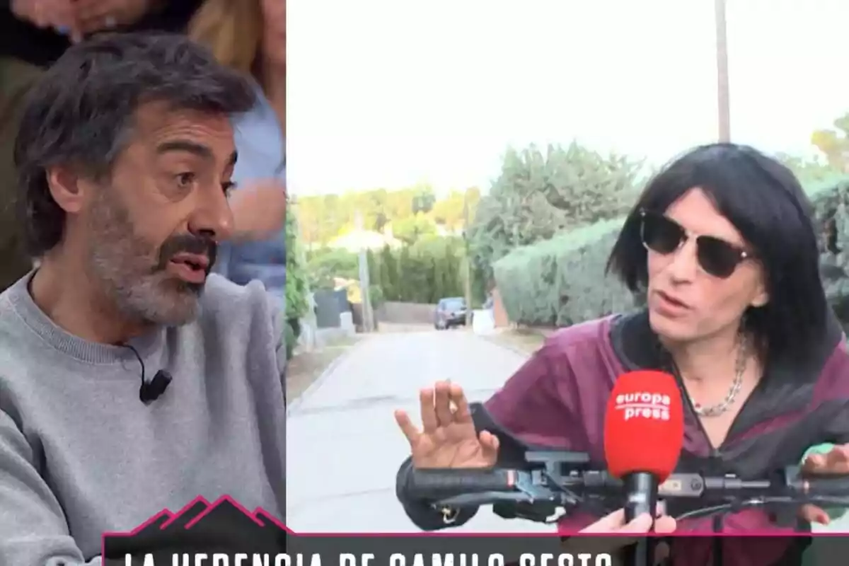 Dues persones en una imatge dividida, Juan del Val està parlant a La Roca i Sheila Devil (Camilo Blanes) està a l'aire lliure amb ulleres de sol i una bicicleta, amb un micròfon d'Europa Press.