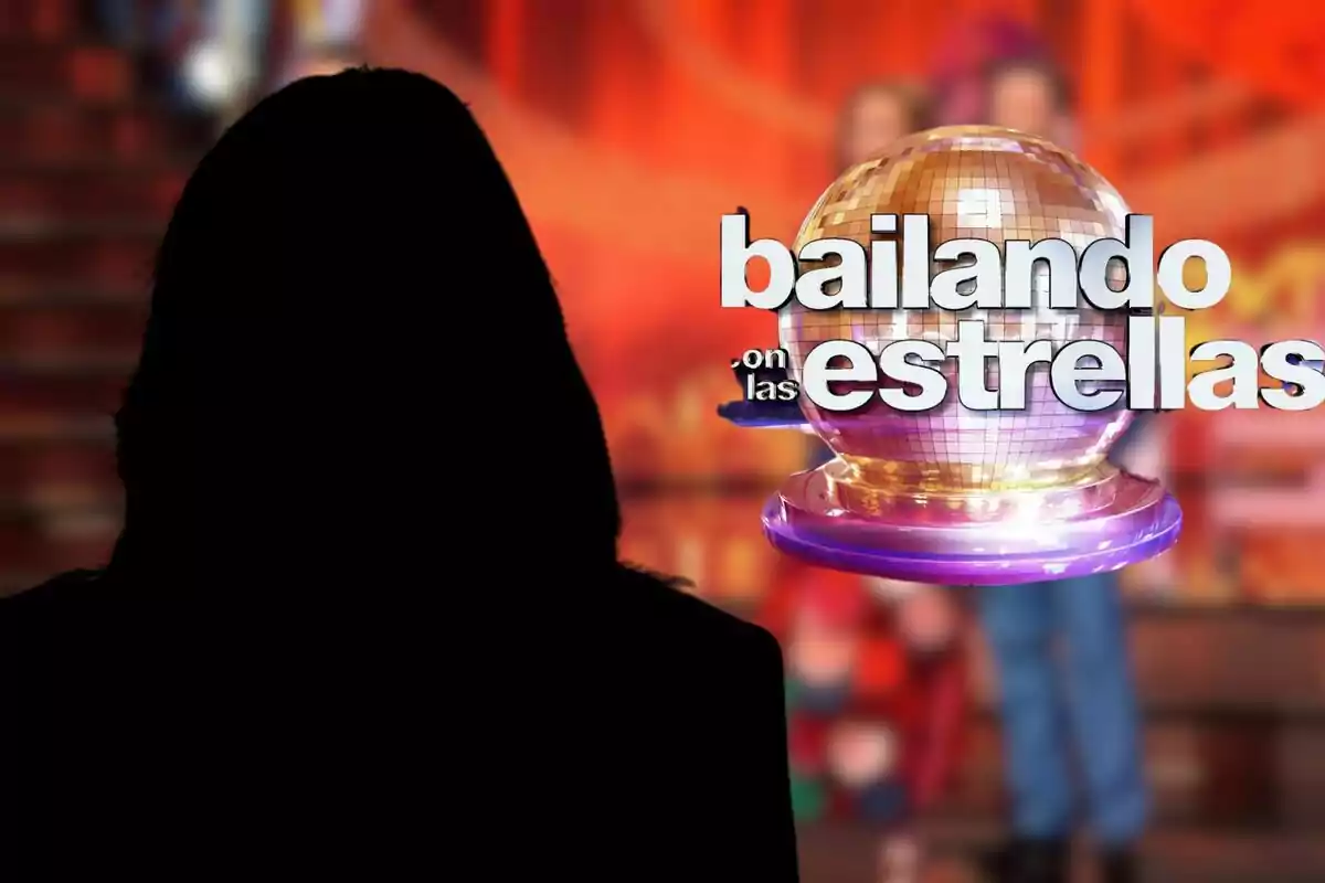 Silueta de Bárbara Rey davant del logotip del programa Ballant amb les estrelles sobre un fons acolorit