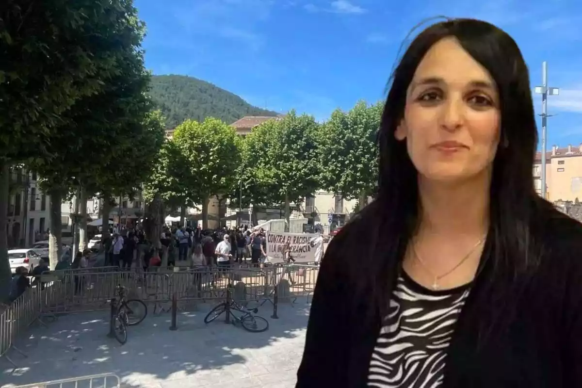 Imatge de Sílvia Orriols, d'Aliança Catalana, en un muntatge en contra del seu partit polític a Ripoll