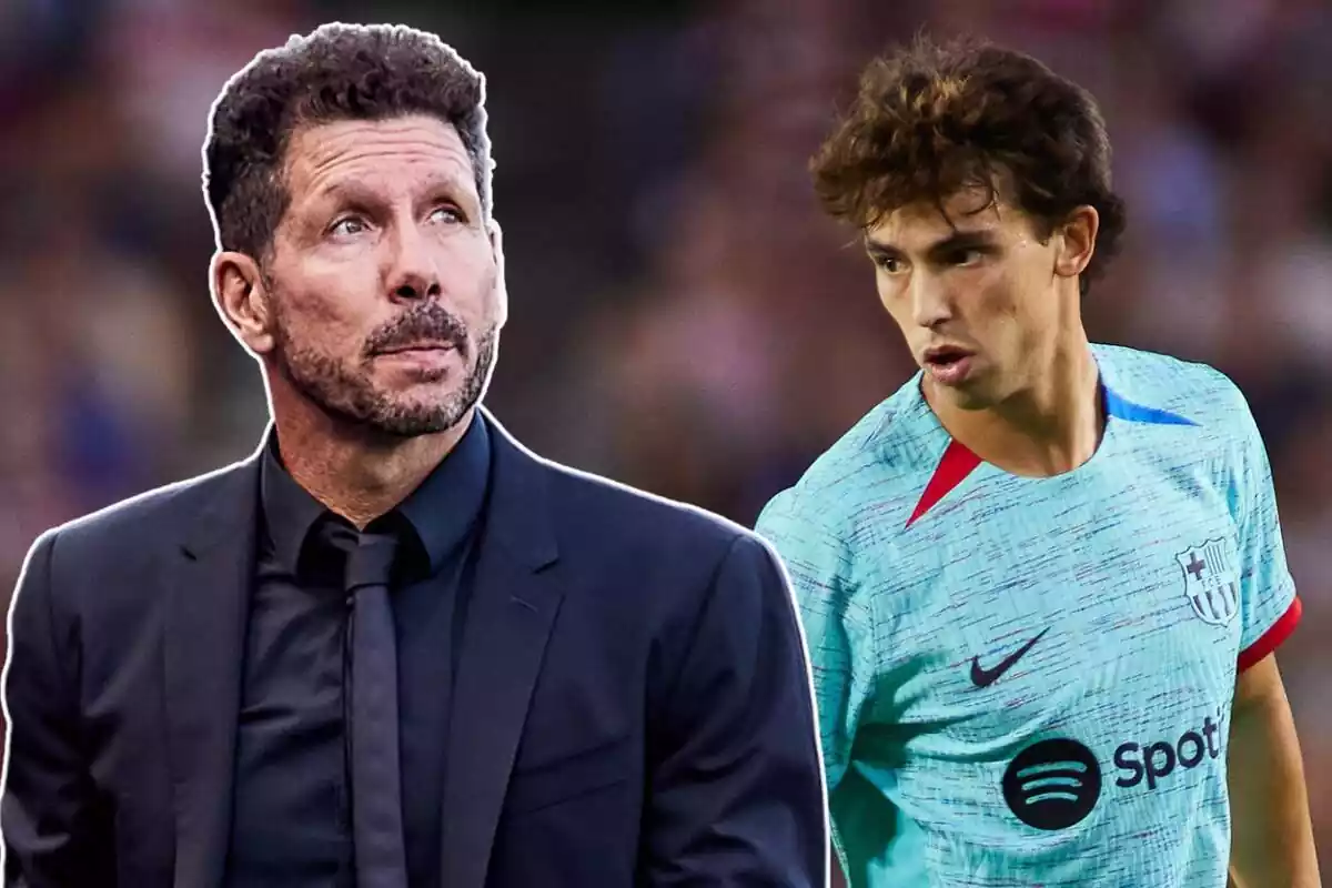 Imatge de Diego Pablo Simeone amb Joao Félix, amb la samarreta del Barça