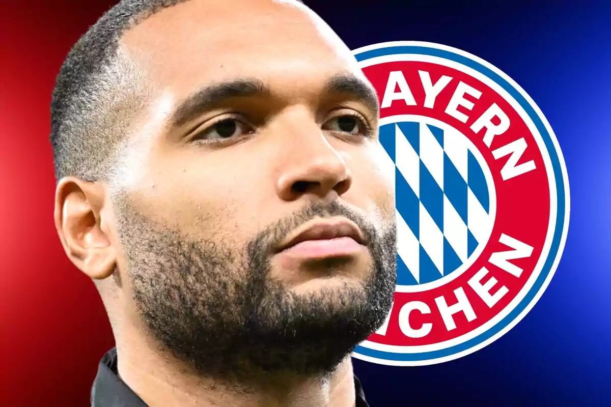 Un home amb barba davant del logo del Bayern de Munic.