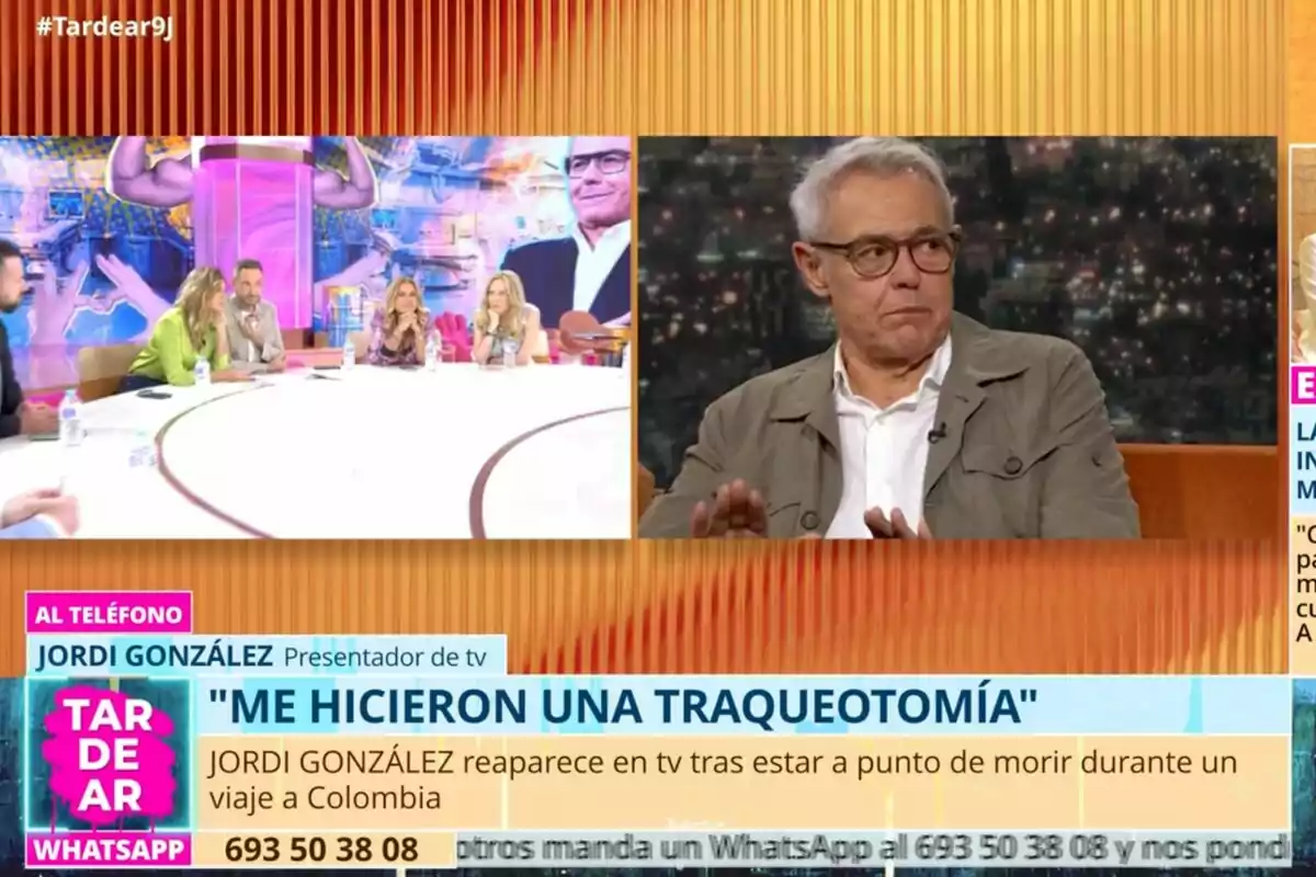 Verónica Dulanto i Frank Blanco en trucada a 'Tardear' i a la dreta imatges d'una entrevista a Jordi González. Verónica Dulanto i Frank Blanco en trucada a 'Tardear' i a la dreta imatges d'una entrevista a Jordi González.