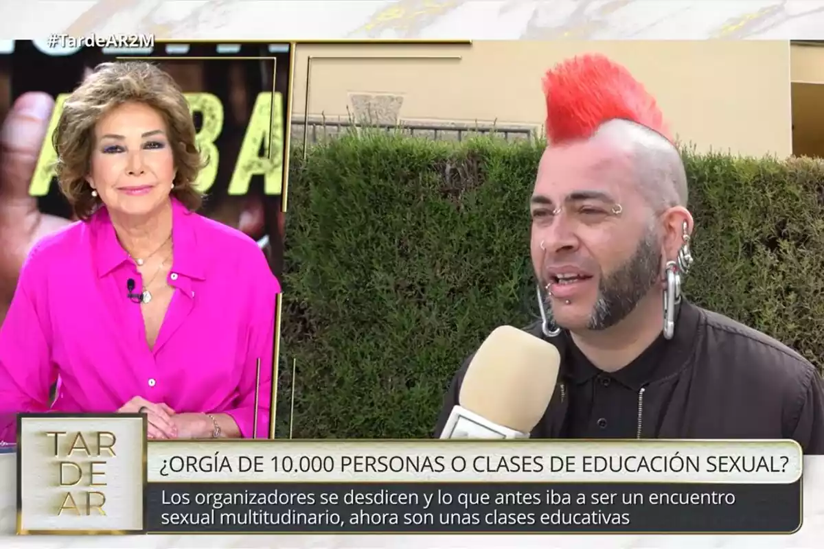 Captura de Ana Rosa Quintana en una entrevista con el organizador de la orgía en el Viña Rock en TardeAR