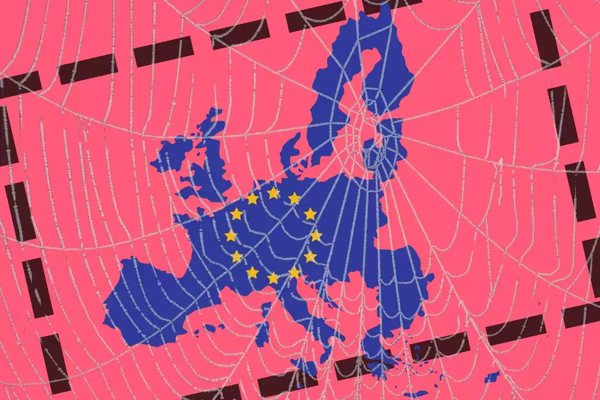 mapa d'europea amb una teranyina a sobre