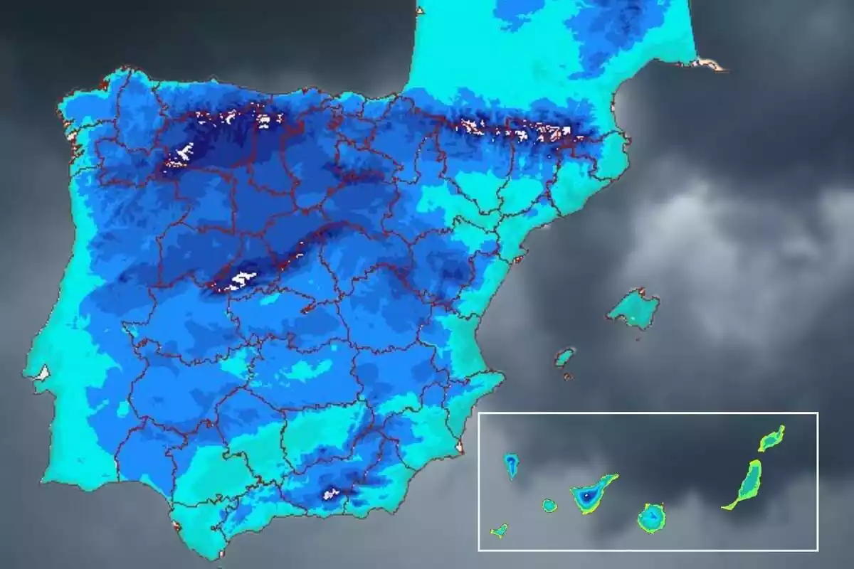 Muntatge amb els canvis a les temperatures mínimes a Espanya