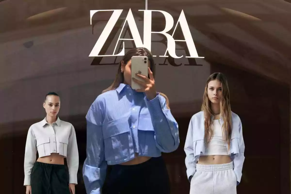 Botiga Zara i primer pla de la camisa cropped