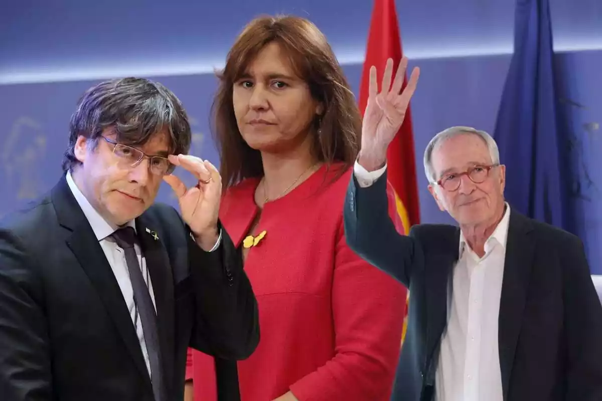 Muntatge amb els líders de Junts x Catalunya, Laura Borràs, Carles Puigdemont i Xavier Trias