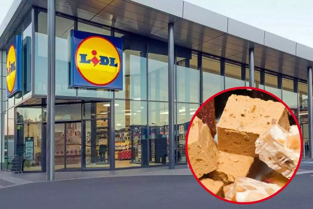 Establiment de Lidl amb una imatge de torrons