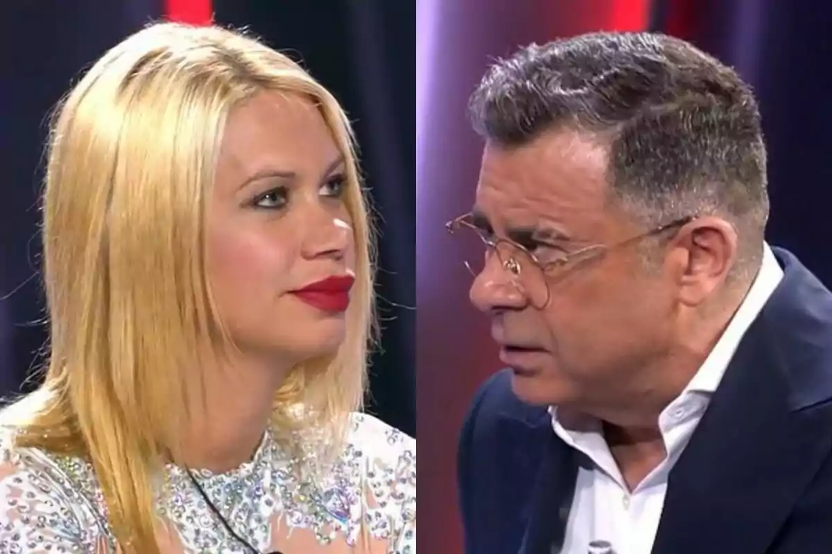 Vanessa amb expressió seriosa al plató de Gran Hermano a l'esquerra amb Jorge Javier Vázquez amb expressió enfadada a la dreta.