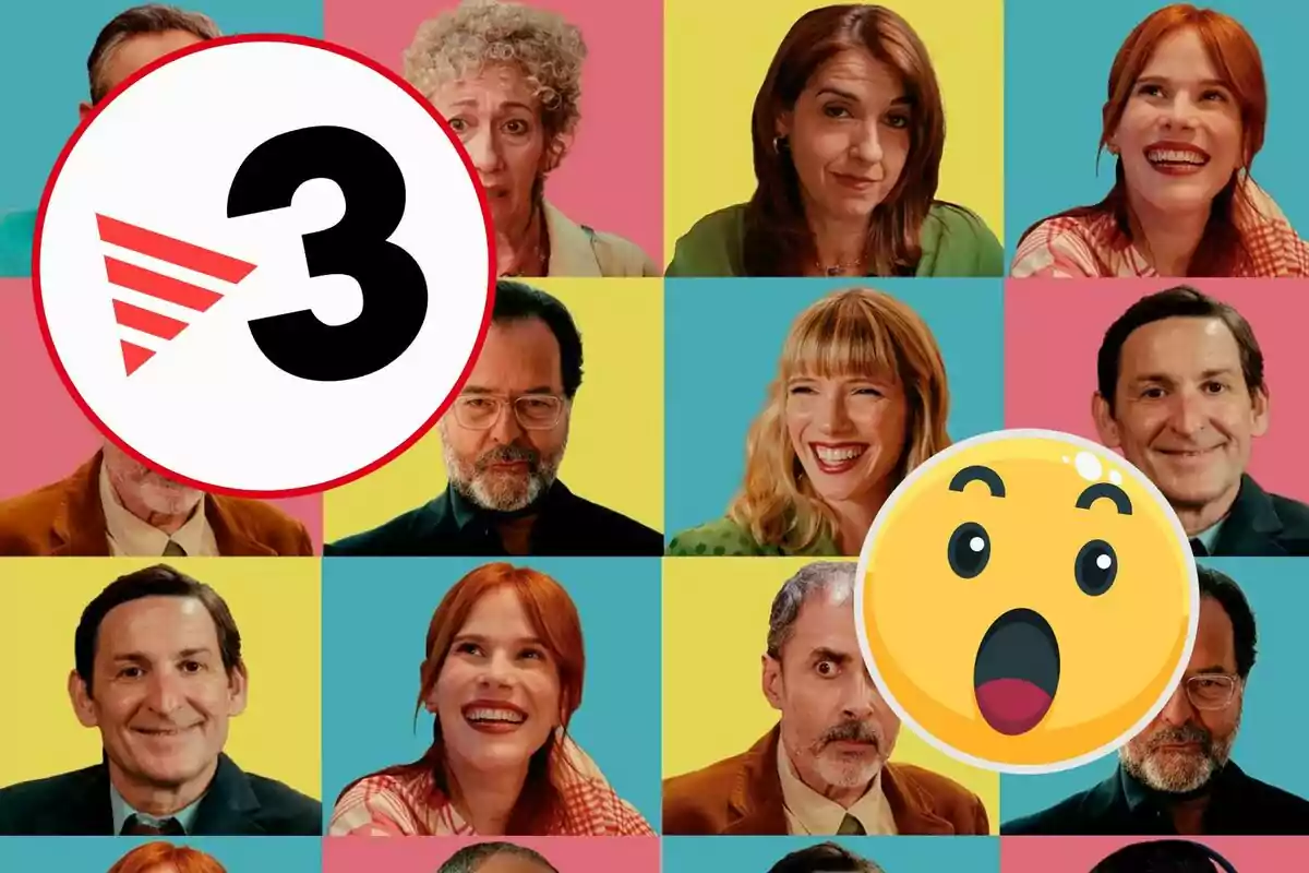 Collage de persones amb diferents expressions facials sobre un fons de colors, amb el logotip de TV3 i un emoji de sorpresa superposats.