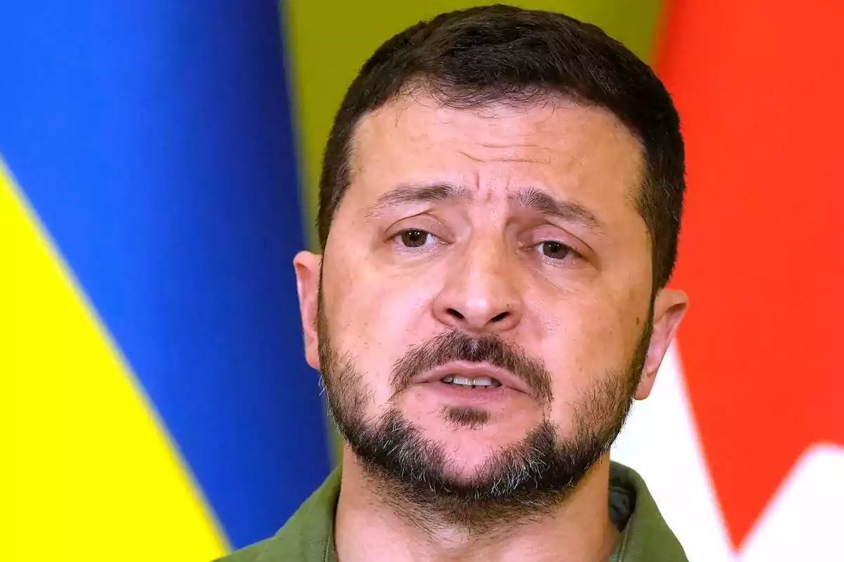 Primer pla del president d'Ucraïna Volodymyr Zelensky