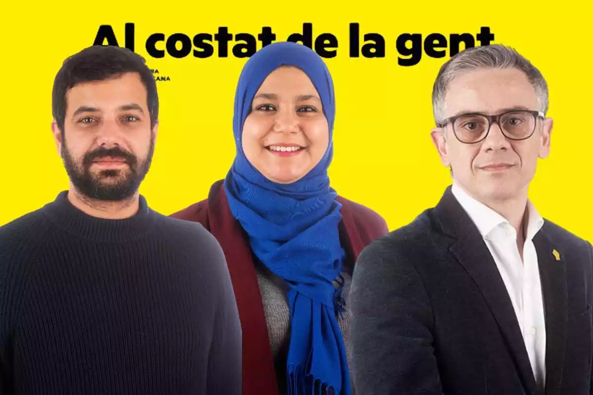 Muntatge amb els polítics d'ERC Ruben Wagensberg, Najat Driouech i Josep Maria Jové