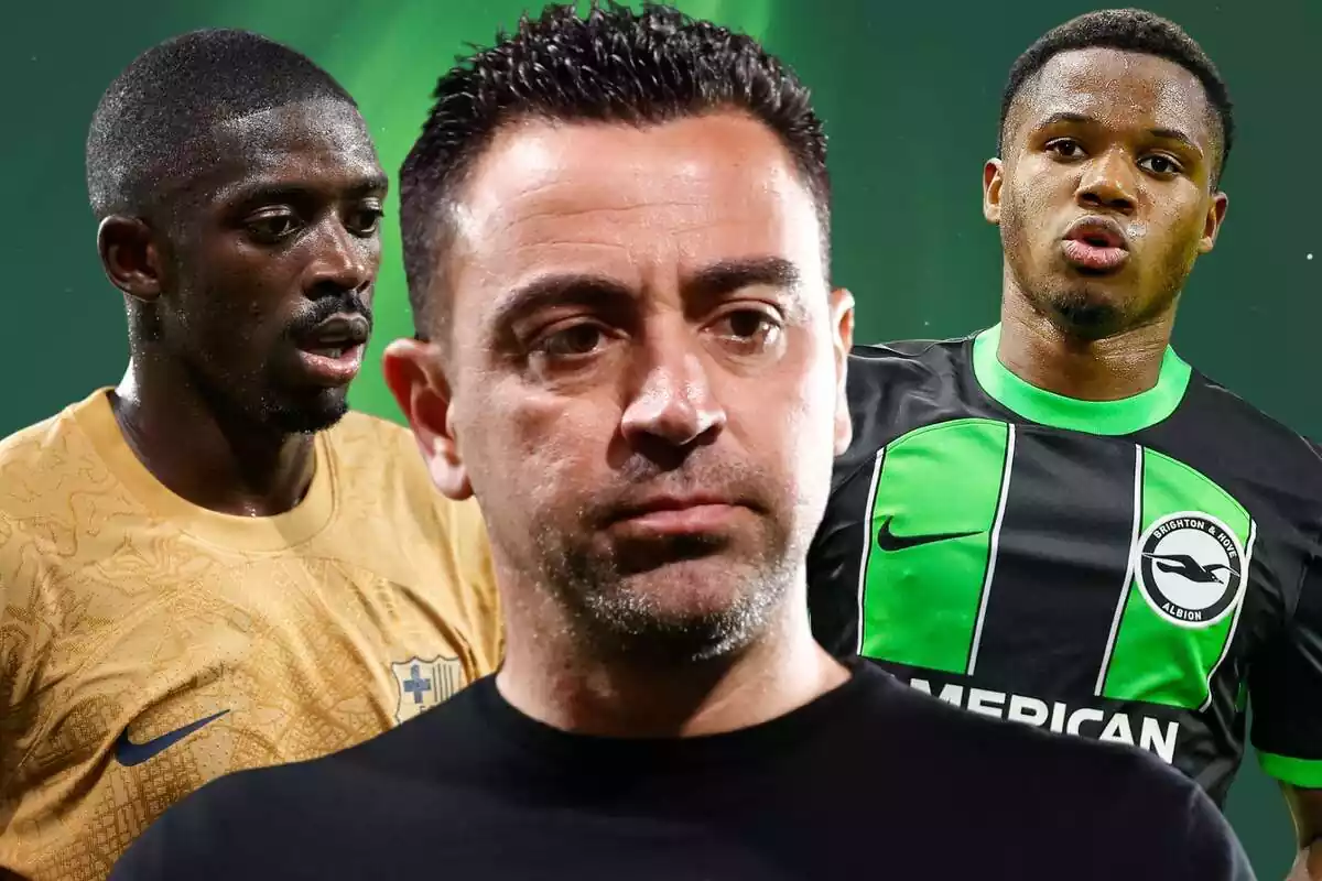 Muntatge de Xavi Hernández amb Dembele i Ansu Fati