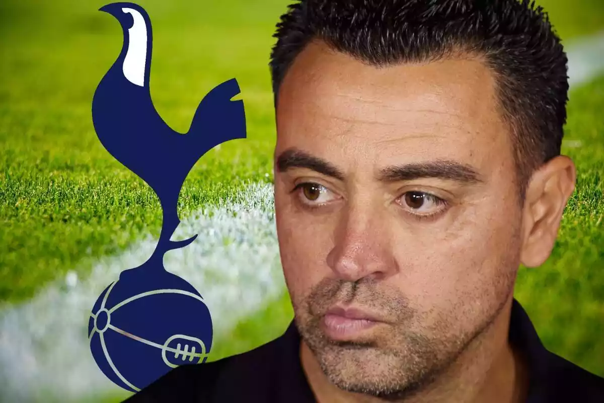 Muntatge de Xavi Hernandez amb el logotip del Tottenham