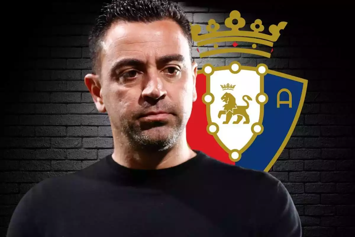 Muntatge de Xavi Hernández amb escut d'Osasuna