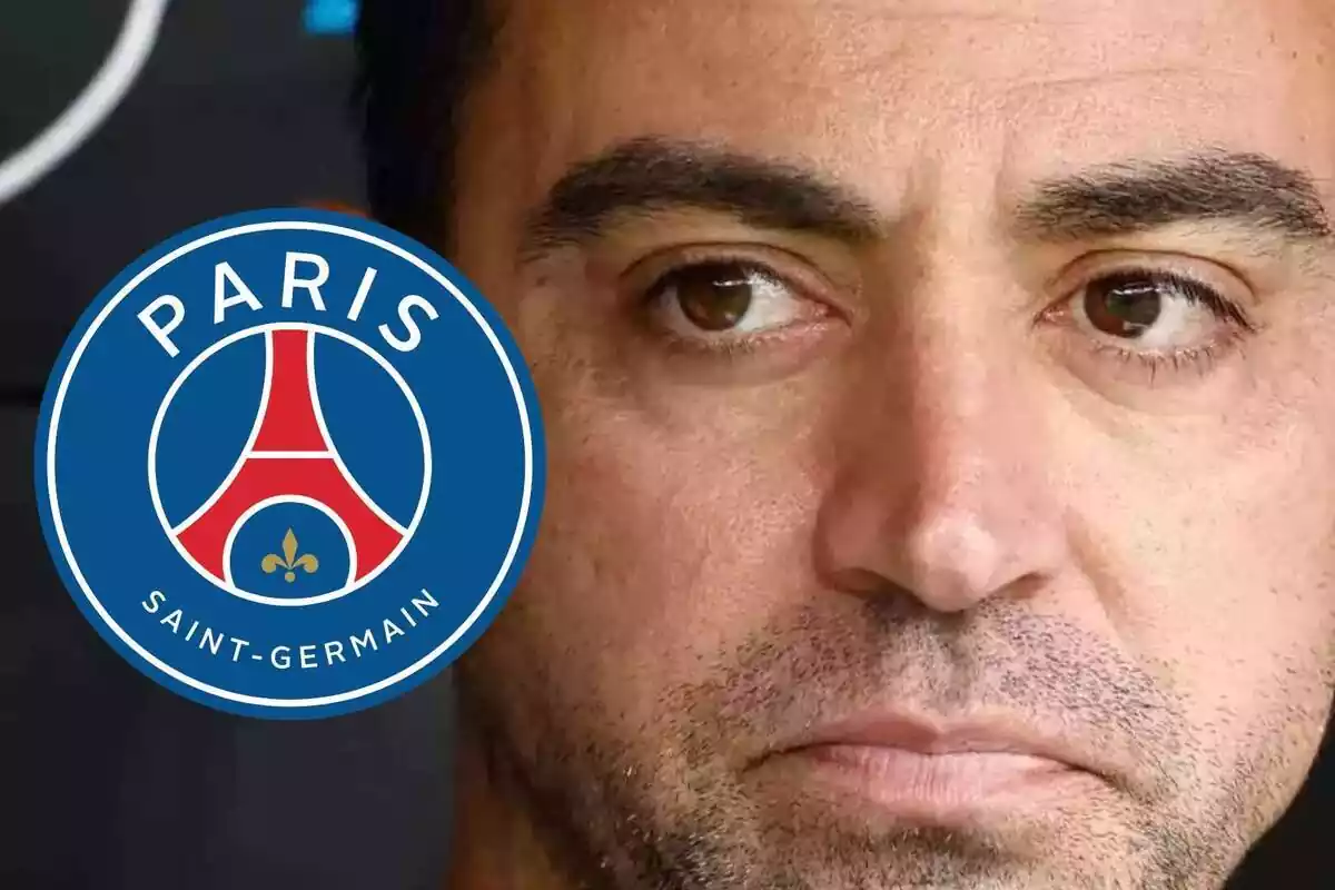 Muntatge de Xavi amb l'escut del PSG