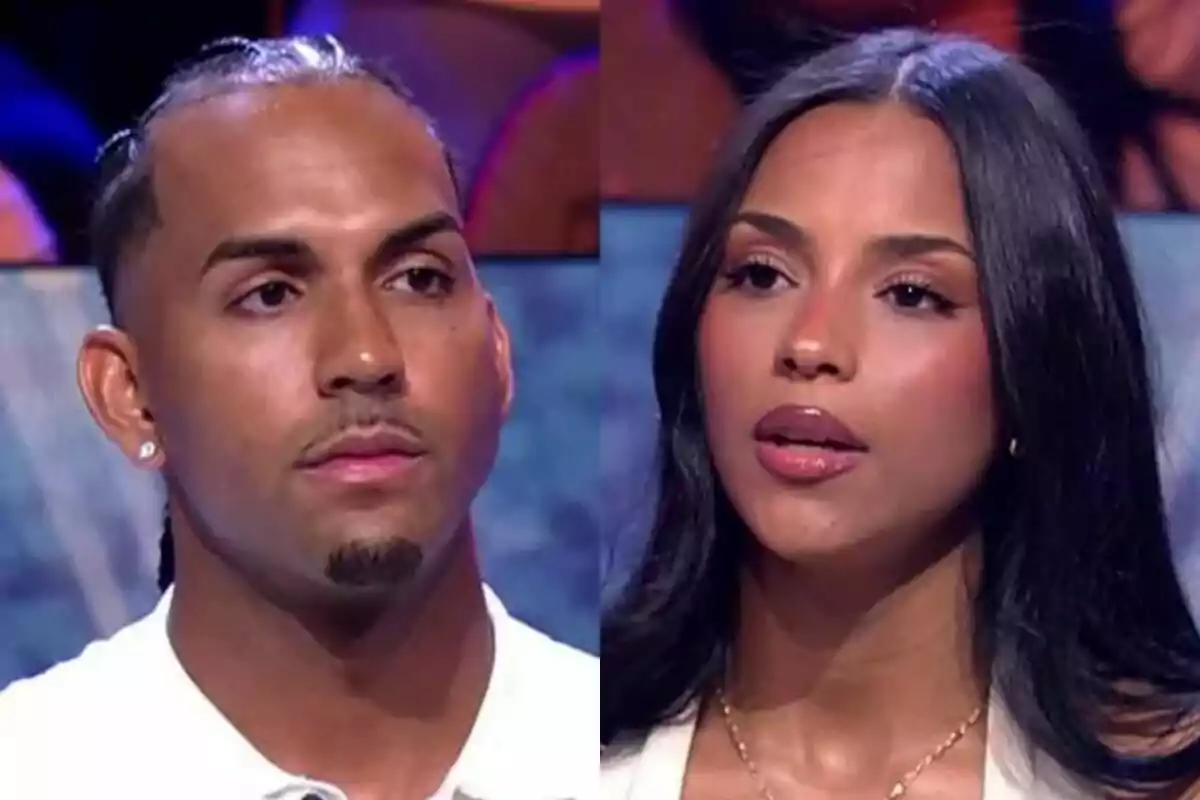 Yulen Pereira i Jeimy Báez, joves mirant al front amb expressions serioses en un entorn d’estudi de televisió a De Divendres