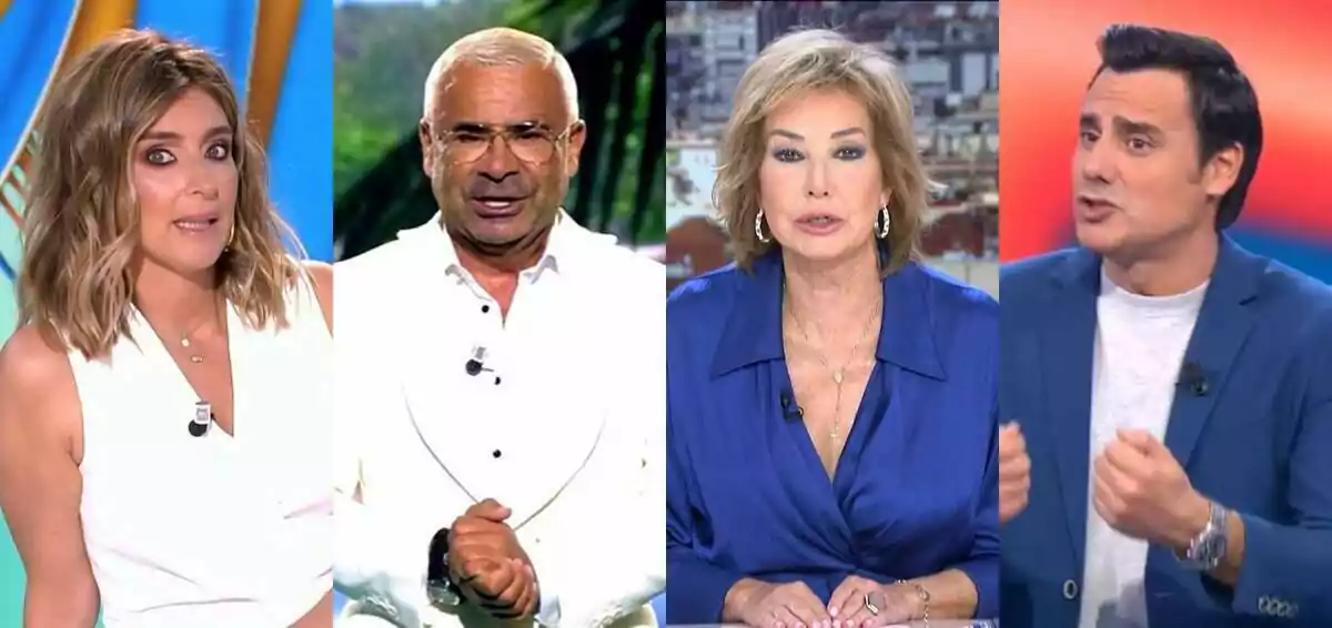 Muntatge d'Ana Rosa, Jorge Javier, Ion Aramendi i Sandra Barneda com a presentadors de Telecinco